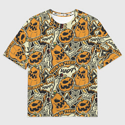 Футболка оверсайз женская Хэллоуин тыквы, цвет: 3D-принт