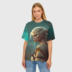 Футболка оверсайз женская Цири на фоне искр, цвет: 3D-принт — фото 2