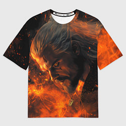 Женская футболка оверсайз Ведьмак в огне