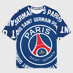 Футболка оверсайз женская ПСЖ надписи по кругу, цвет: 3D-принт