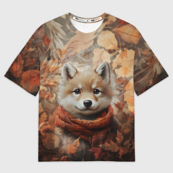 Женская футболка оверсайз Осенний волчонок