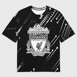 Футболка оверсайз женская Liverpool геометрия черно белая, цвет: 3D-принт