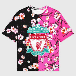 Женская футболка оверсайз Liverpool весенние цветы