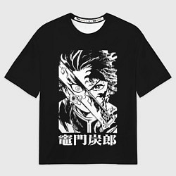 Женская футболка оверсайз Клинок рассекающий демонов - slayer