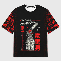 Женская футболка оверсайз Человек бензопила