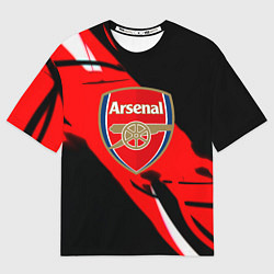 Футболка оверсайз женская Арсенал геометрия полосы краски, цвет: 3D-принт