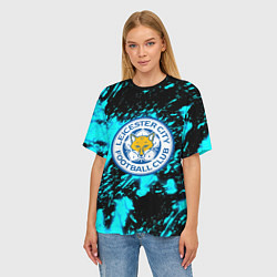 Футболка оверсайз женская Лестер сити голубые краски, цвет: 3D-принт — фото 2