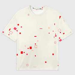 Женская футболка оверсайз Color white red shapes
