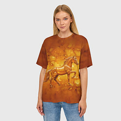 Футболка оверсайз женская Лошадь из желтого янтаря, цвет: 3D-принт — фото 2