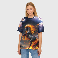 Футболка оверсайз женская Огнегривый скакун, цвет: 3D-принт — фото 2