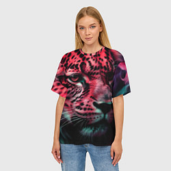 Футболка оверсайз женская Фантастический розовый леопард, цвет: 3D-принт — фото 2
