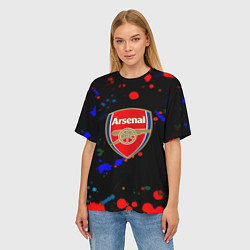 Футболка оверсайз женская Arsenal неоновые брызги красок, цвет: 3D-принт — фото 2