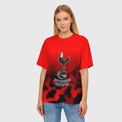 Футболка оверсайз женская Тоттенхэм Хотспур камуфляж красный, цвет: 3D-принт — фото 2