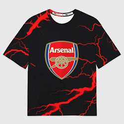 Футболка оверсайз женская Arsenal красные молнии, цвет: 3D-принт