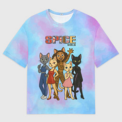 Женская футболка оверсайз Spice girls кошки из 90х
