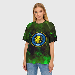 Футболка оверсайз женская Интер кислотный огонь, цвет: 3D-принт — фото 2