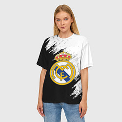 Футболка оверсайз женская Real Madrid текстура штрихи, цвет: 3D-принт — фото 2