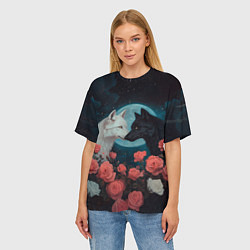 Футболка оверсайз женская Влюбленные волки, цвет: 3D-принт — фото 2