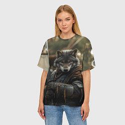 Футболка оверсайз женская Волк с мечом, цвет: 3D-принт — фото 2
