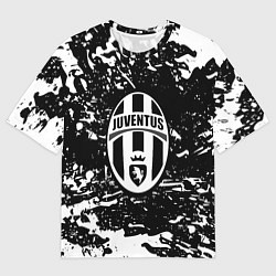 Футболка оверсайз женская Ювентус белые штрихи красок, цвет: 3D-принт