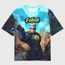 Женская футболка оверсайз Fallout смотритель с пистолетом