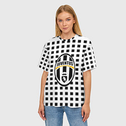 Футболка оверсайз женская Ювентус клетка геометрия, цвет: 3D-принт — фото 2