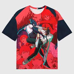 Футболка оверсайз женская Битва с Резе Человек бензопила, цвет: 3D-принт