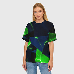 Футболка оверсайз женская Neon tile green, цвет: 3D-принт — фото 2