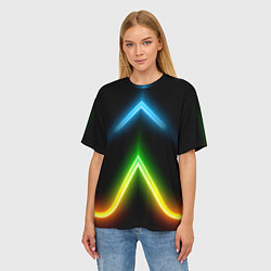 Футболка оверсайз женская Neon multicolored lines, цвет: 3D-принт — фото 2