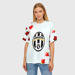 Футболка оверсайз женская Ювентус розы, цвет: 3D-принт — фото 2