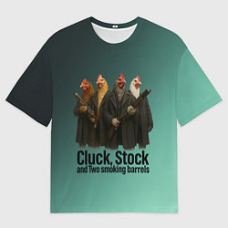 Женская футболка оверсайз Петухи - карты деньги два ствола