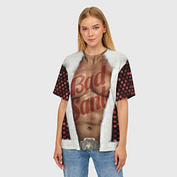 Футболка оверсайз женская Костюм деда мороза с накаченным прессом, цвет: 3D-принт — фото 2