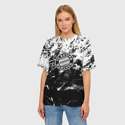 Футболка оверсайз женская Bayern Mnchen черно белая бумага, цвет: 3D-принт — фото 2