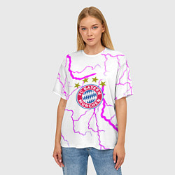 Футболка оверсайз женская Бавария Мюнхен неоновые молнии, цвет: 3D-принт — фото 2