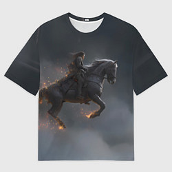 Футболка оверсайз женская Летящая лошадь с искрами, цвет: 3D-принт
