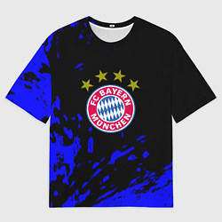 Футболка оверсайз женская Бавария Мюнхен синие краски, цвет: 3D-принт