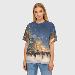 Футболка оверсайз женская Новый год в Москве новогодняя елка, цвет: 3D-принт — фото 2