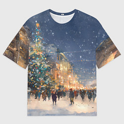 Футболка оверсайз женская Новый год в Москве новогодняя елка, цвет: 3D-принт