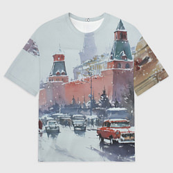 Футболка оверсайз женская Старинная Москва - новый год, цвет: 3D-принт