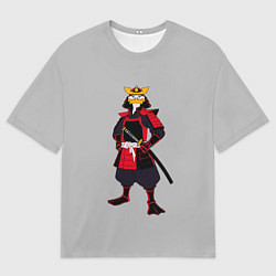 Женская футболка оверсайз Утка-самурай с катаной