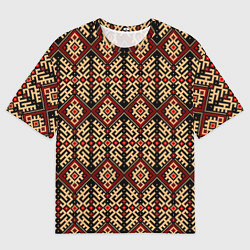 Футболка оверсайз женская Славянский вышивной орнамент макошь, цвет: 3D-принт