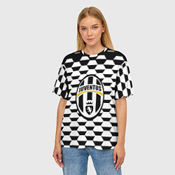 Футболка оверсайз женская Juventus геометрия черно белая, цвет: 3D-принт — фото 2
