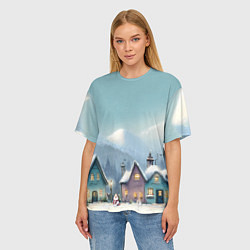 Футболка оверсайз женская Новогодние дома, цвет: 3D-принт — фото 2