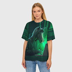Футболка оверсайз женская Конь хакер, цвет: 3D-принт — фото 2