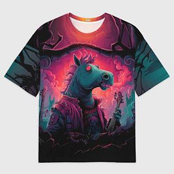 Женская футболка оверсайз Лошадь рок стиль