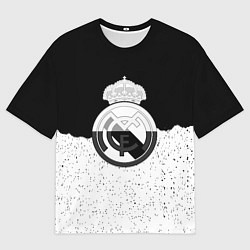 Женская футболка оверсайз Реал Мадрид лого ночь текстура