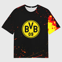 Футболка оверсайз женская Боруссиа огненные краски текстура, цвет: 3D-принт