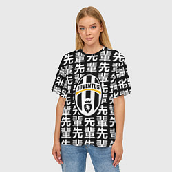 Футболка оверсайз женская Ювентус япония символы, цвет: 3D-принт — фото 2