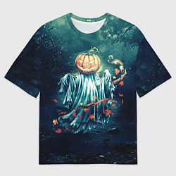 Женская футболка оверсайз Тыква призрак