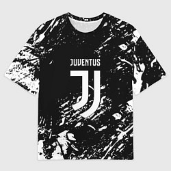 Футболка оверсайз женская Juventus белые штрихи красок, цвет: 3D-принт